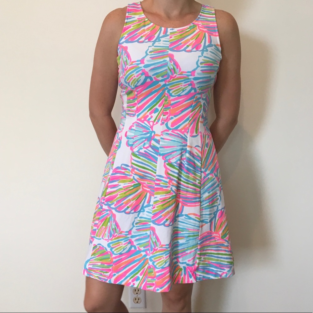 Lilly Pulitzer White Cotton Dress Sea Shell Print